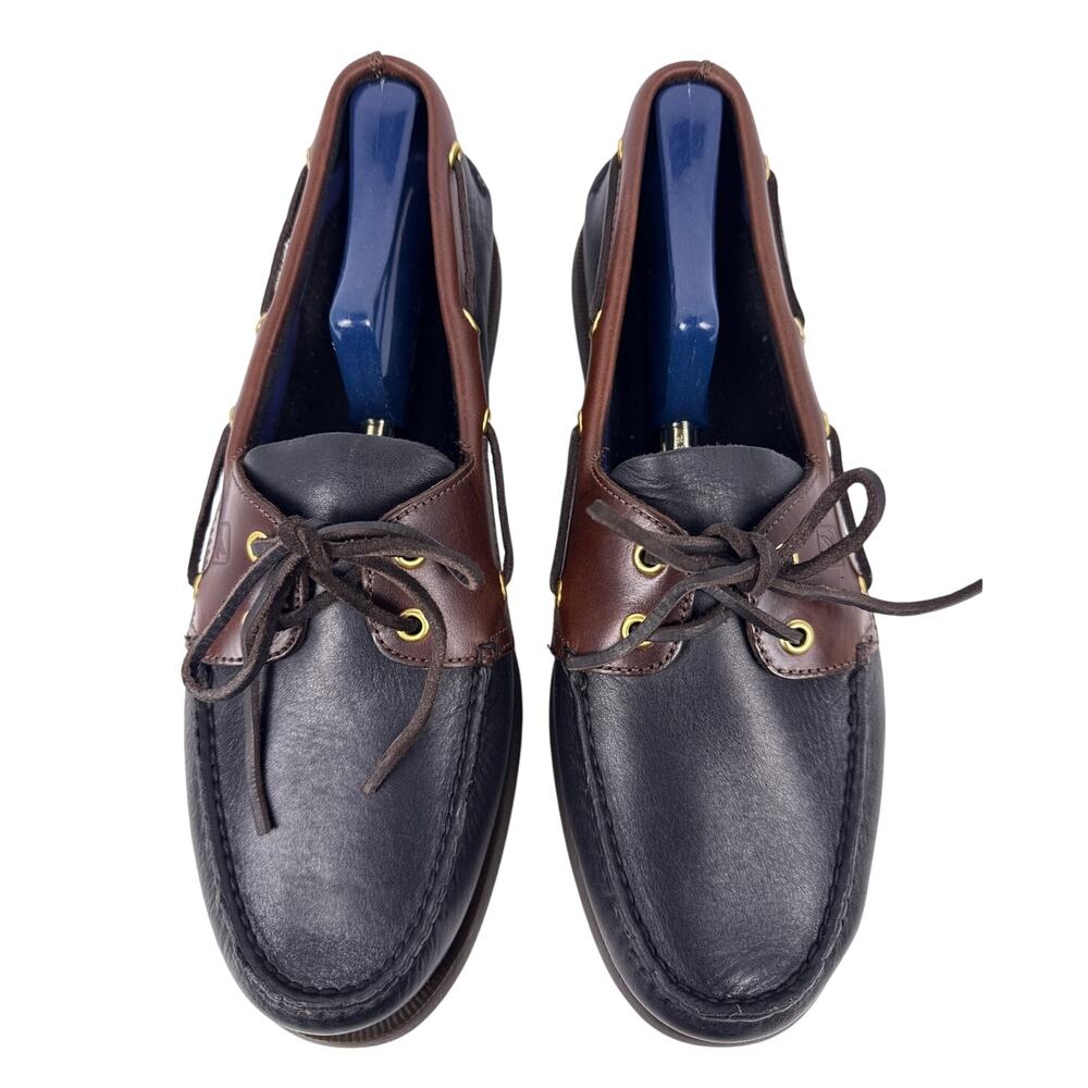 Sperry Boat Shoe Authentic Original 2-Eye Men's 11 W Black Amaretto Leather Moc